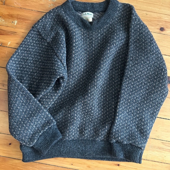 Vintage LL Bean Norway Rayon Birds Eye Fisherman Sweater men small lambswool - Picture 1 of 4